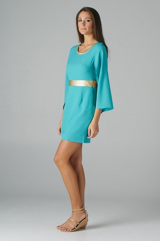 Trevi Fountain Gold Mint Dress