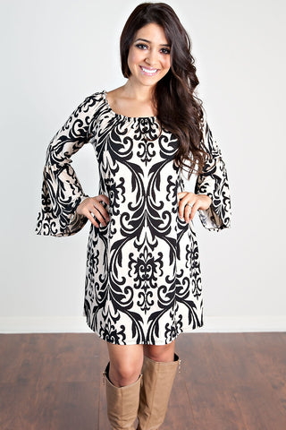 Lesly Printed Dress-Black Taupe