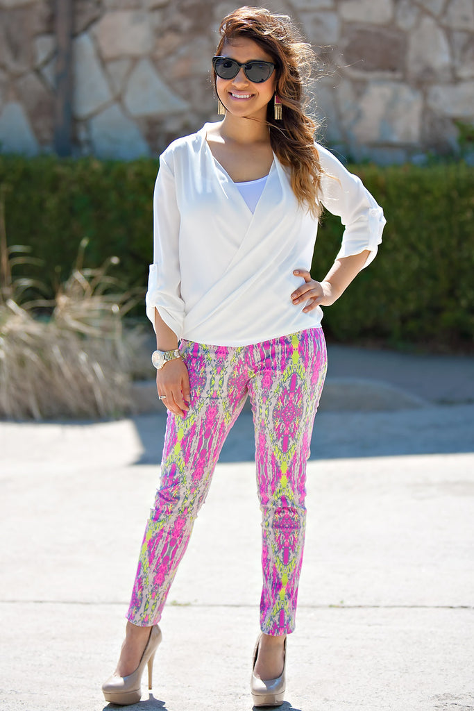 Light Up The Room Skinny Jeans-Pink