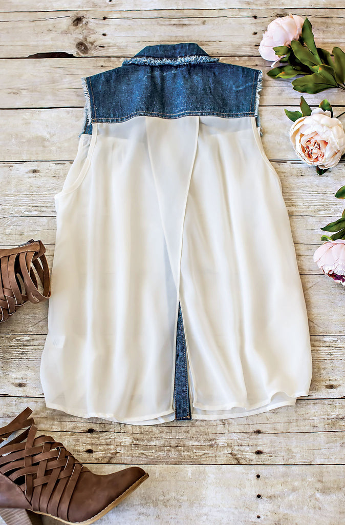 All Mine Denim Detail Top