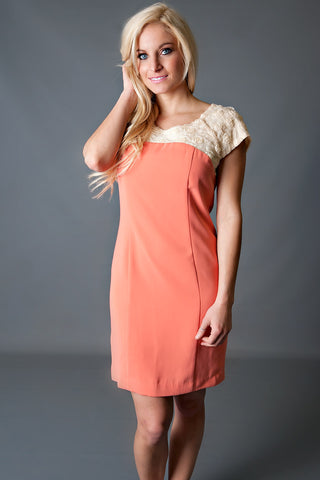 Lovely Rosettes Dress-Peach