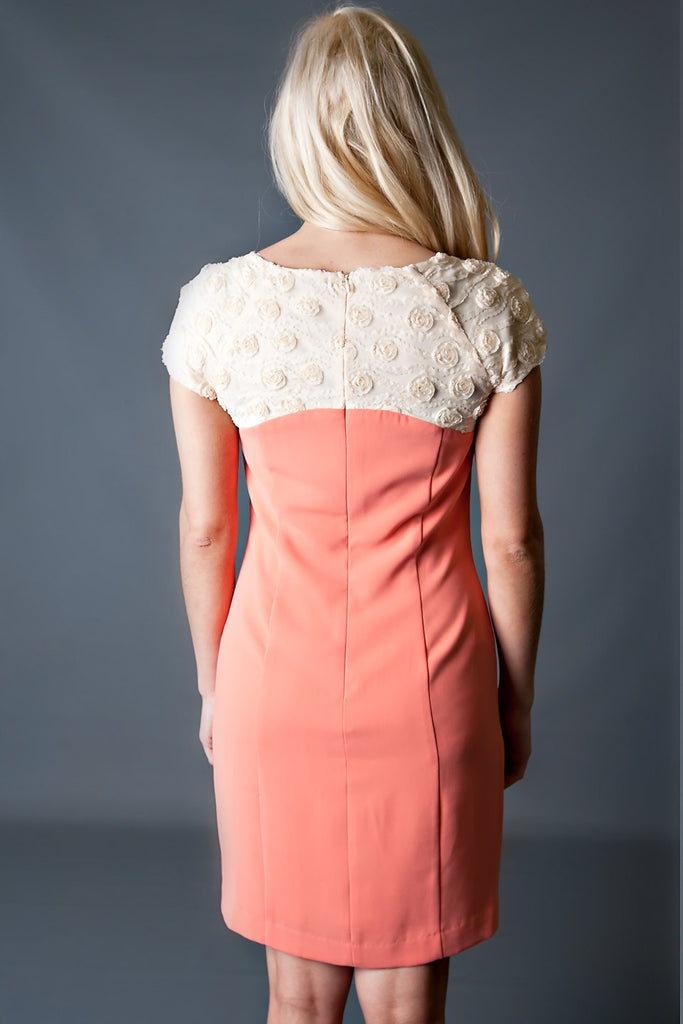Lovely Rosettes Dress-Peach
