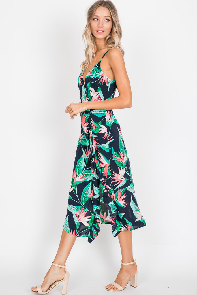 Charm Your Way Mid Dress-Navy