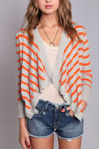 Penny Lane Striped Cardigan-Grey