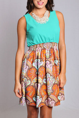 Inspire Me Print Dress-Turquoise