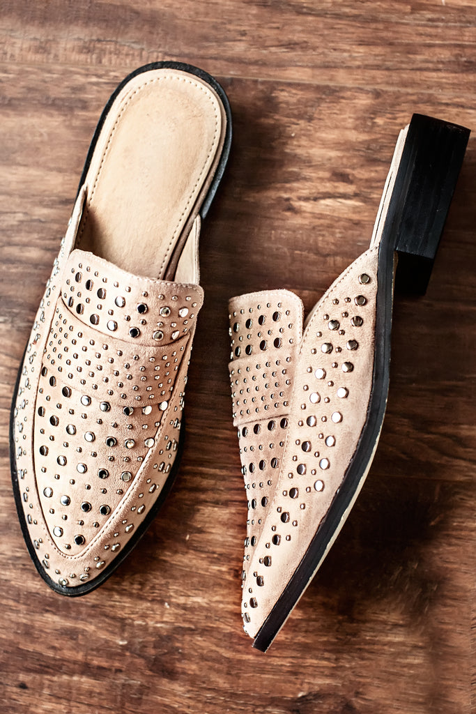 Lola Studded Flats- Taupe
