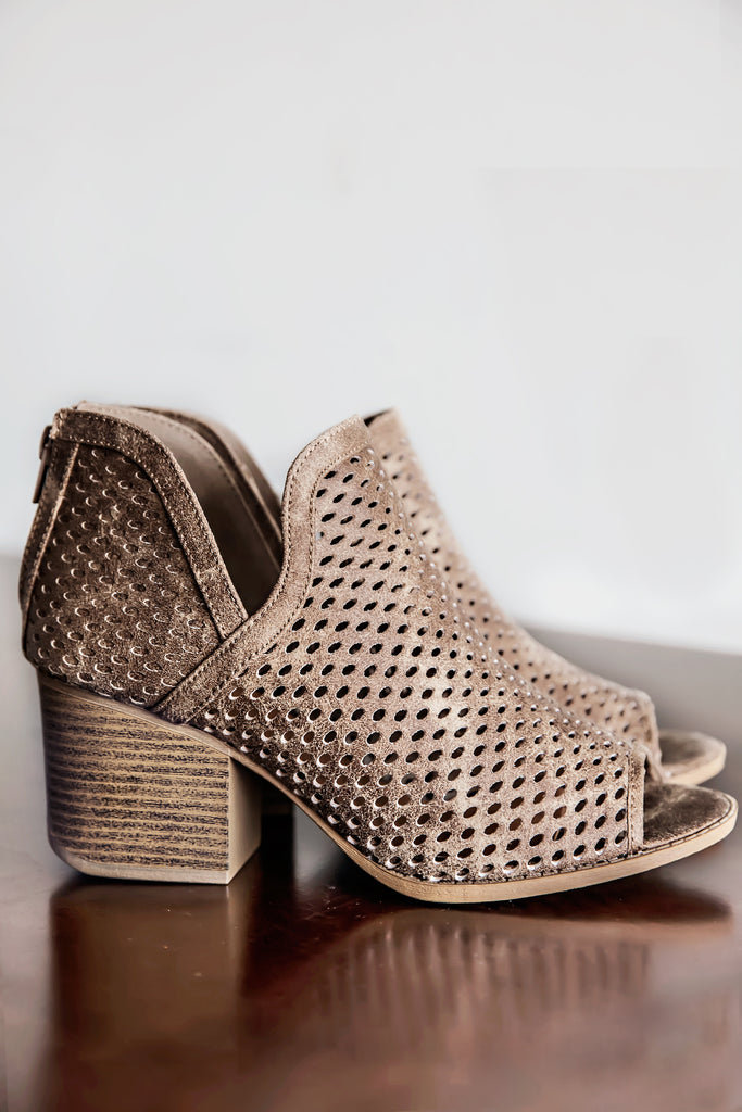 Salma Distress Ankle Booties- Taupe