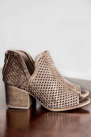 Salma Distress Ankle Booties- Taupe