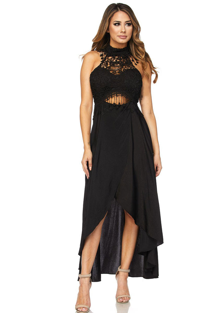 ICONIC MOMENT CROCHET TOP DRESS- BLACK