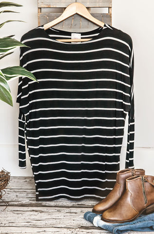 DANIELLA STRIPED TOP-Black and White