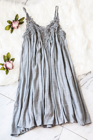 Crinkle Crochet Dress-Grey