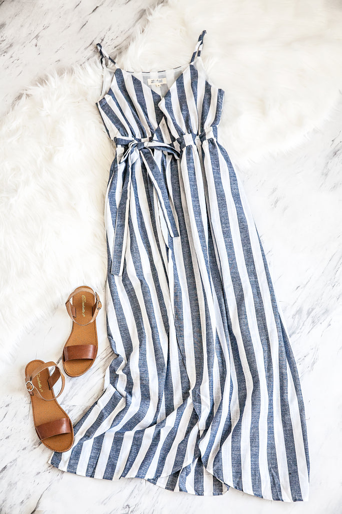 Striped Linen Warp Dress