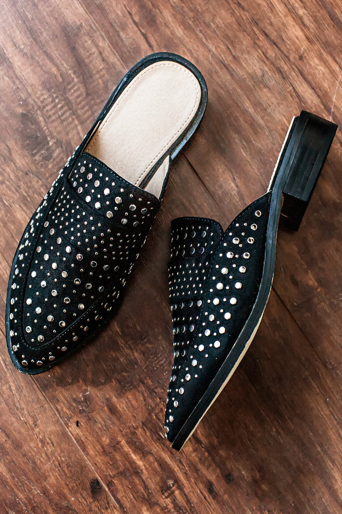 Lola Studded Loafers-Black