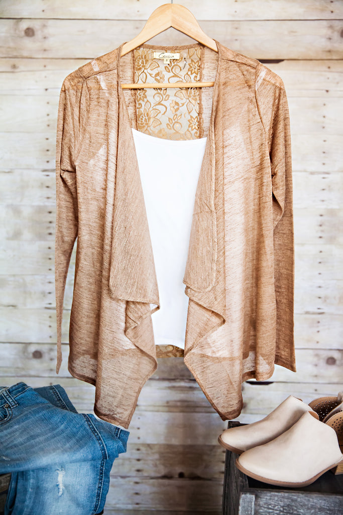 Estella Lace Cardigan-Brown