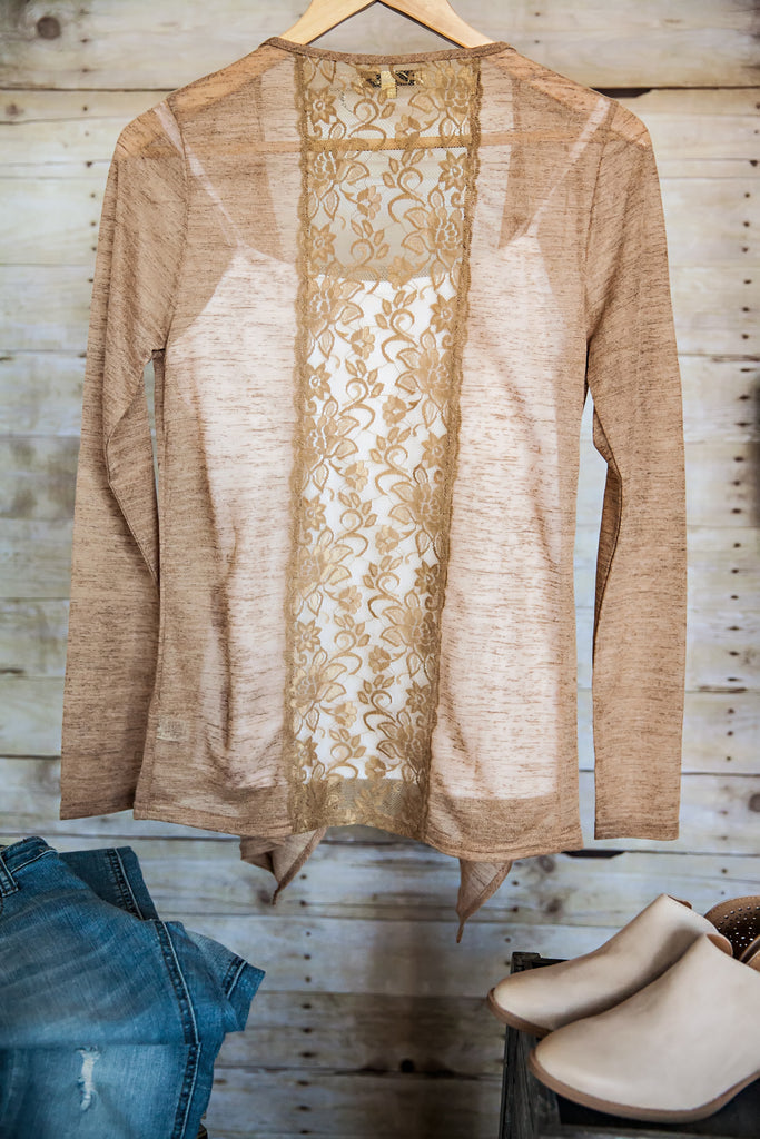 Estella Lace Cardigan-Brown