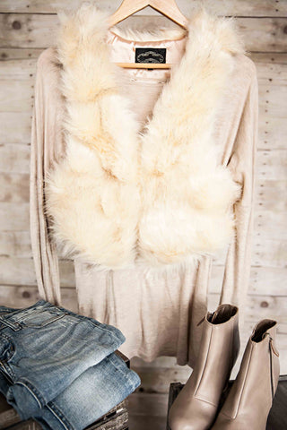 Keep Me Warm Fur Vest-Ivory