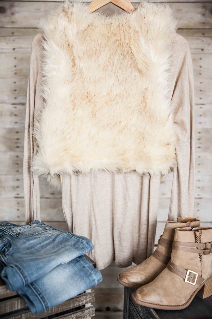 Keep Me Warm Fur Vest-Ivory