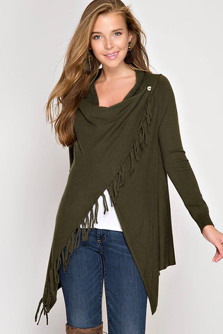 Lille Sweater Wrap-Olive