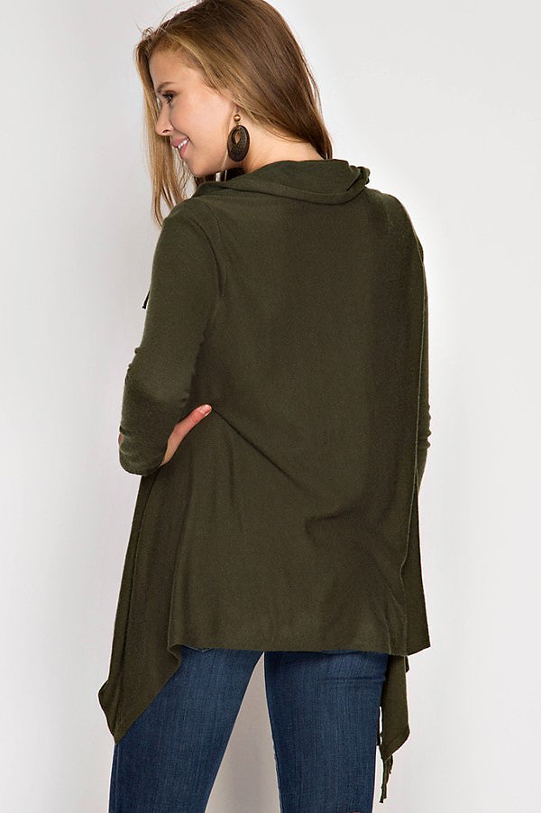 Lille Sweater Wrap-Olive