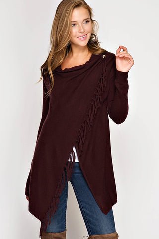 Lille Sweater Wrap-Plum