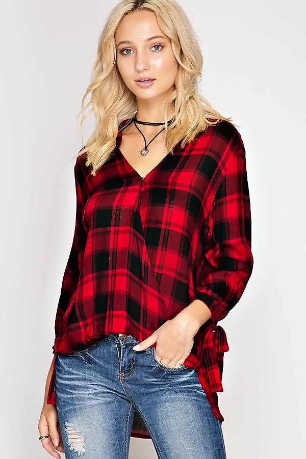 Plaid Top-Off White/Black