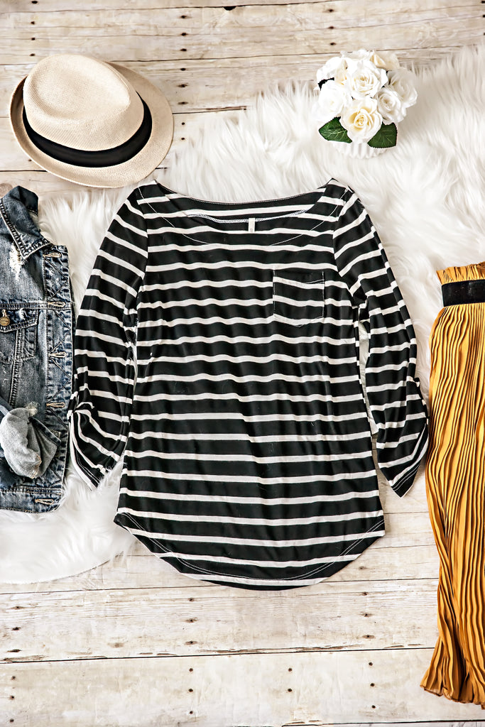 Black and White Striped Top