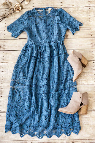Peaceful Moments Dress-Blue