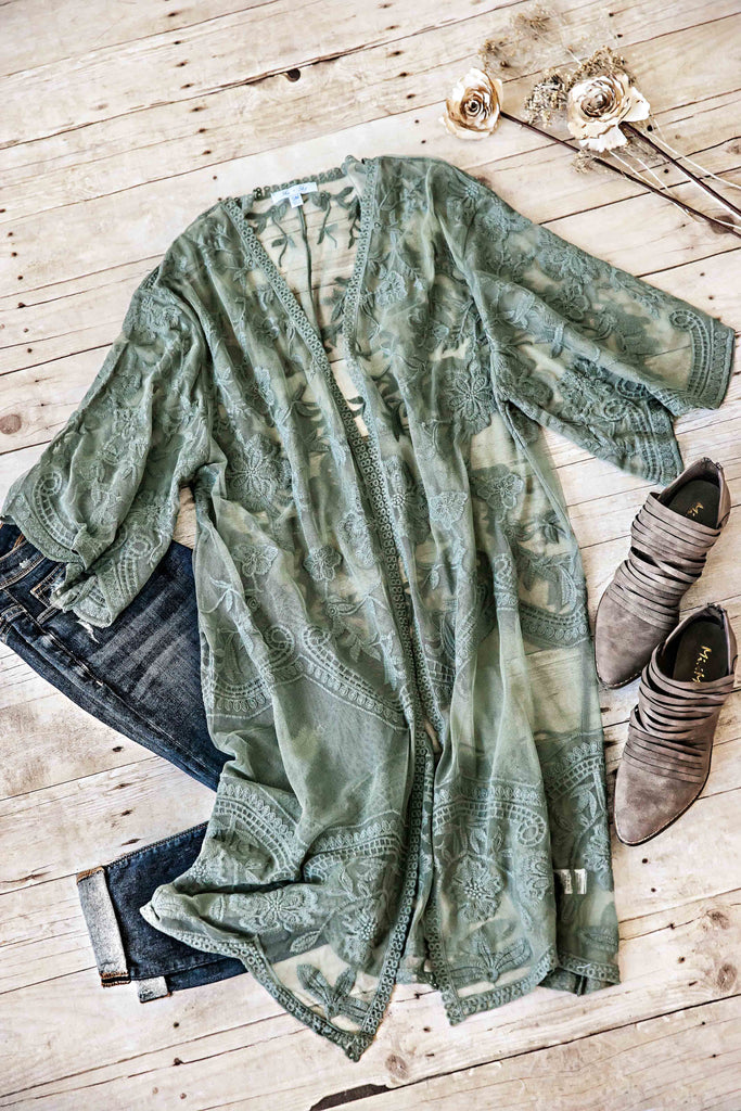 Olive Lace Cardigan
