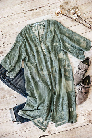 Olive Lace Cardigan