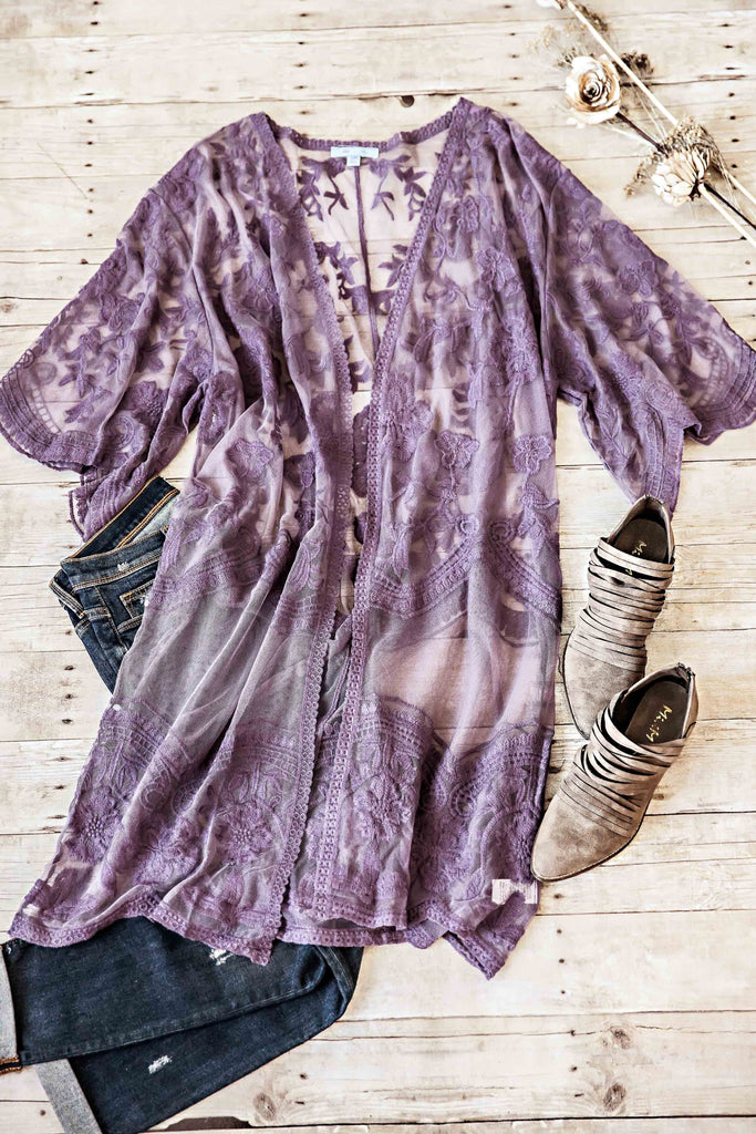 Dusty Purple Lace Cardigan