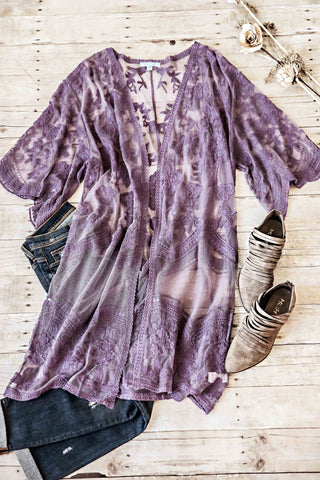 Dusty Purple Lace Cardigan