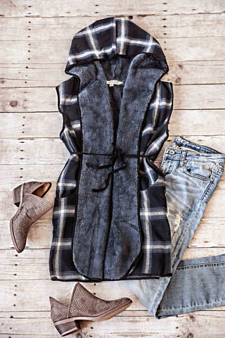 Plaid Hooded Vest