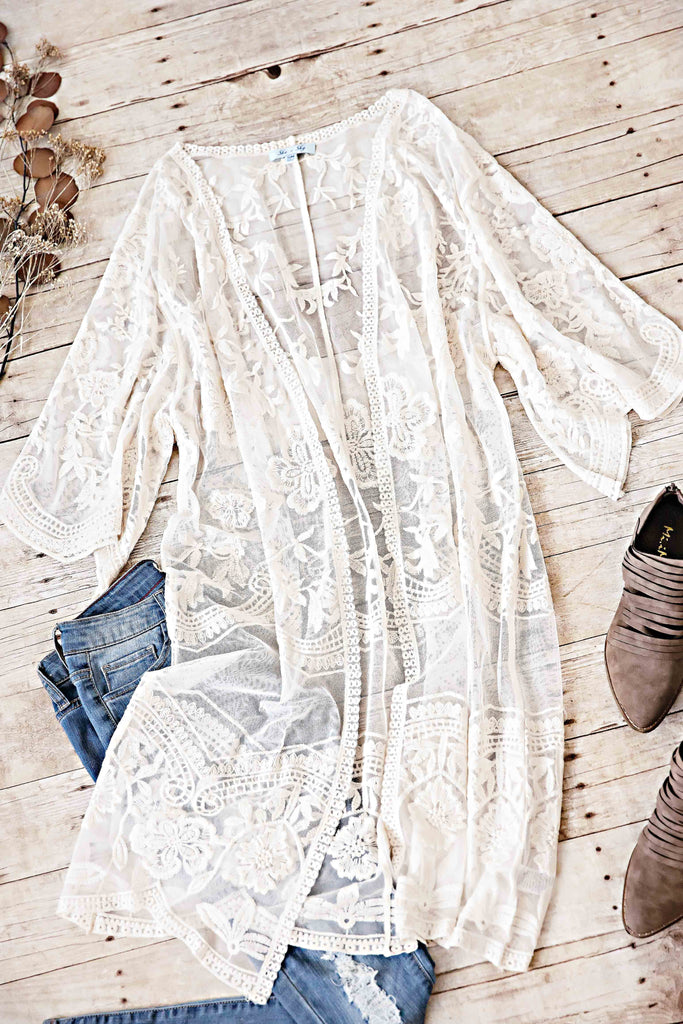 Cream Lace Cardigan
