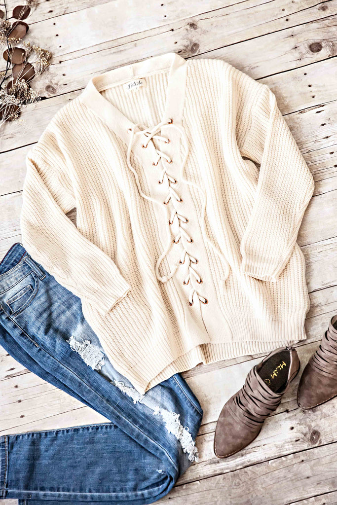 Lovely Lace-Up Sweater