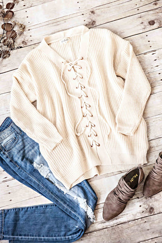 Lovely Lace-Up Sweater