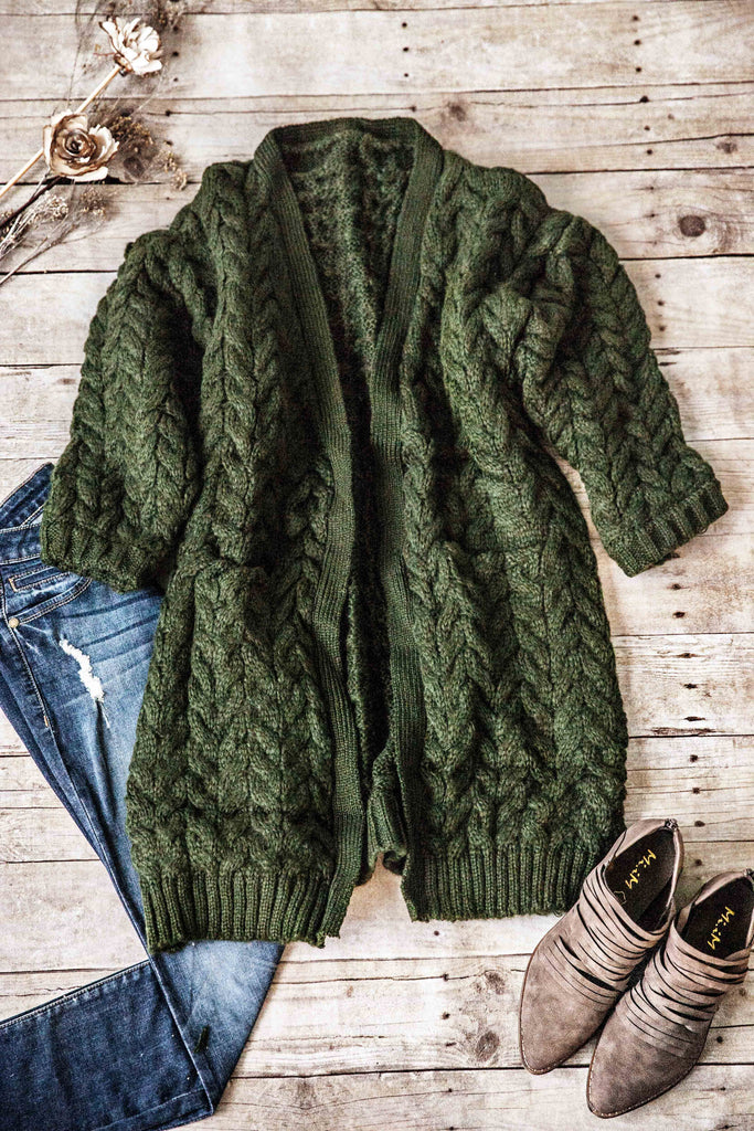 WOOD CREEK CARDIGAN-OLIVE