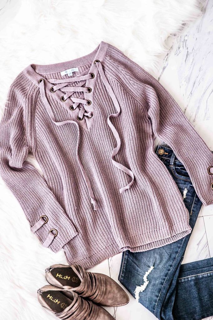 OUT N ABOUT LONG SLEEVE SWEATER-DUSTY ROSE