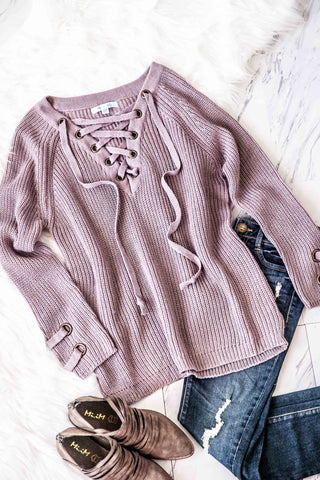 OUT N ABOUT LONG SLEEVE SWEATER-DUSTY ROSE
