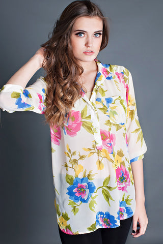 Bloom Floral Top-Ivory