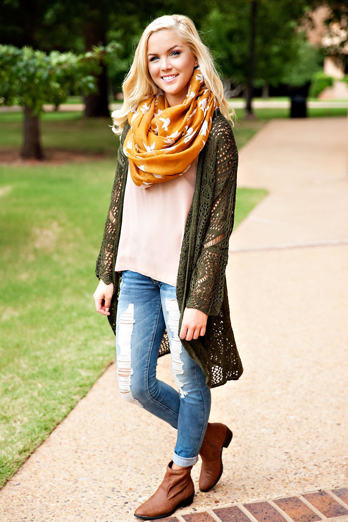 Caroline Knit Cardigan-Olive