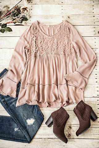 LOOK OUT CROCHET DETAILS TOP-LATTE