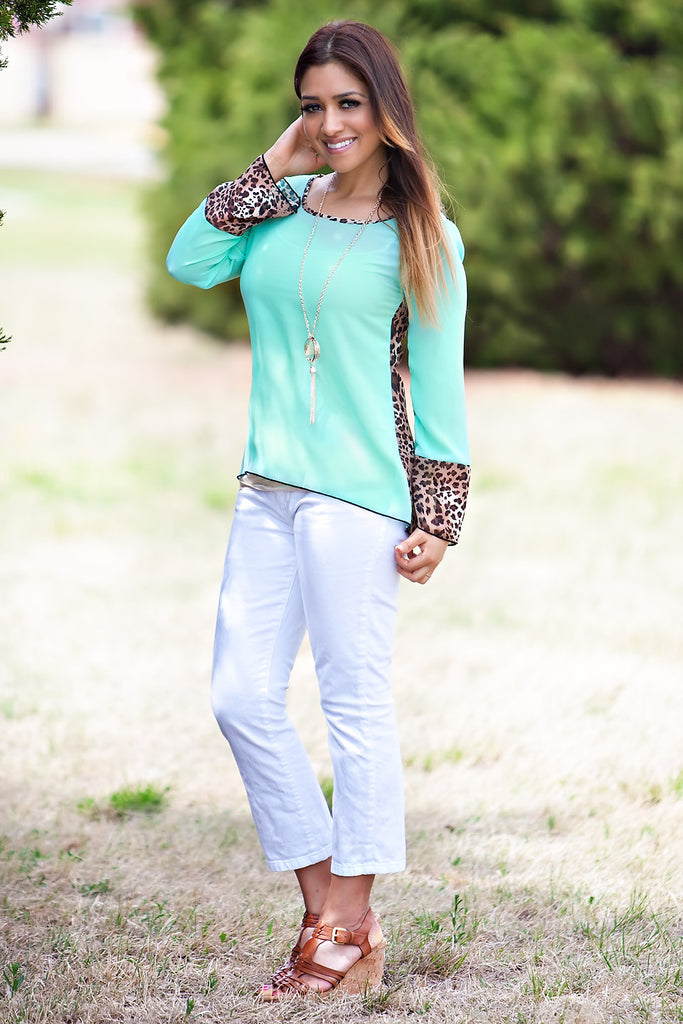 Double Take Leopard Top-Fuchsia