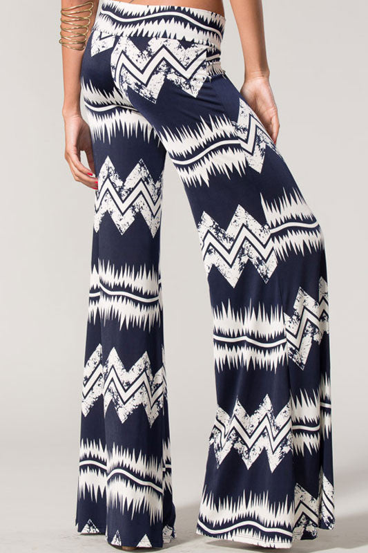 Fashionably Desired Print Bottoms-Navy