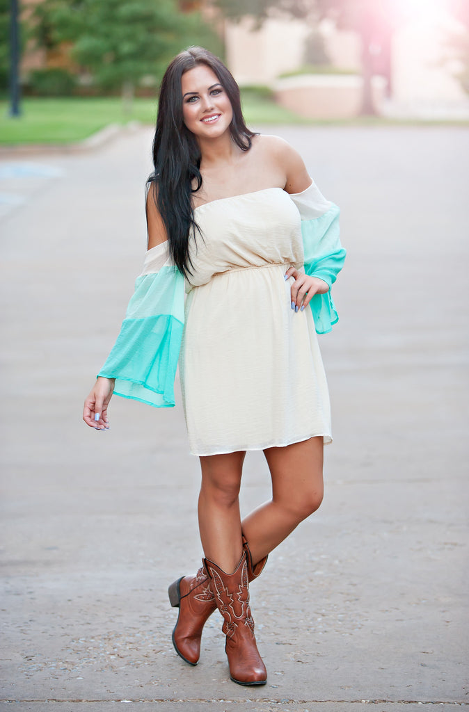 Falling For You Off The Shoulder Dress