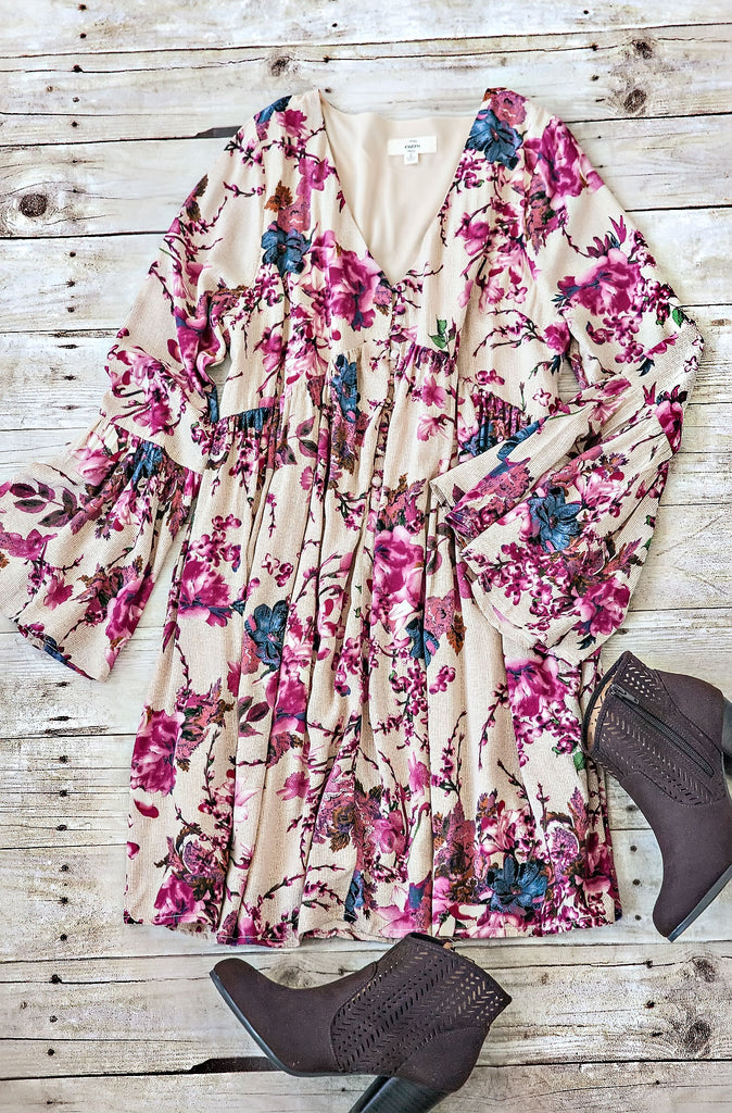 Really Lovely Floral Dress-Berry