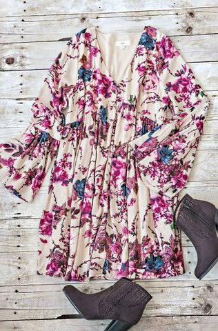 Really Lovely Floral Dress-Berry