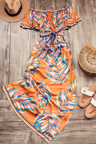 Isla Off The Shoulder Maxi Dress-Tangerine