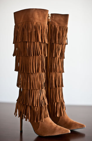 Fulton Fringe Boots-Camel