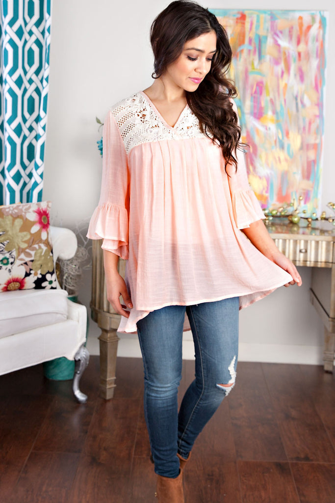 Just Like Vacation Top-Peach