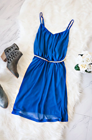 Kate Belted Dress-Royal Blue